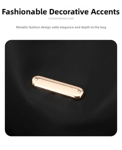 Close-up of durable black nylon fabric texture and elegant gold metal hardware buckle