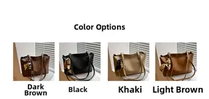 Tote bags in dark brown, black, khaki, and light brown with elegant silk scarf accents