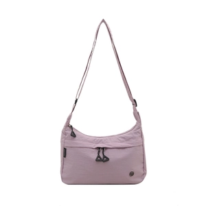 Lavender nylon crossbody bag with adjustable strap and large capacity for daily use