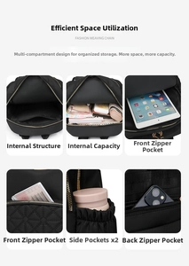 Detailed internal structure and multi-compartment storage of large nylon travel backpack