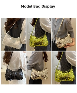 Collage montrant des sacs à bandoulière à paillettes stylés de couleurs variées