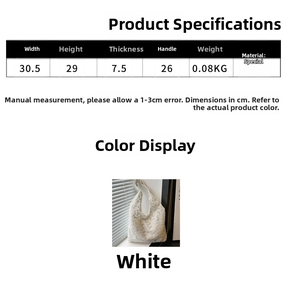 Detailed size chart for minimalist bow tote bag with width 30.5cm and height 29cm