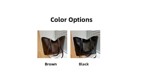 Detail view of large leather tote bags in brown and black for daily commute