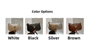 Sacs bandoulière matelassés blanc, noir, argent et marron avec rivets étoile
