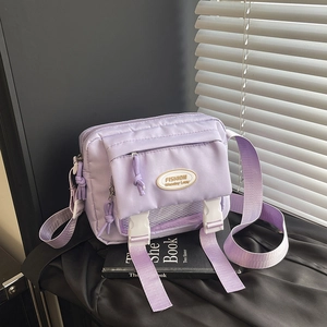 Nylon Messenger Crossbody Bag Harajuku Style Preppy Utility Multi Pocket Handbag For Girls Students Transparent Mesh