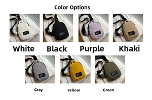 Detailed grid showing 7 color options of the nylon square crossbody bags for women