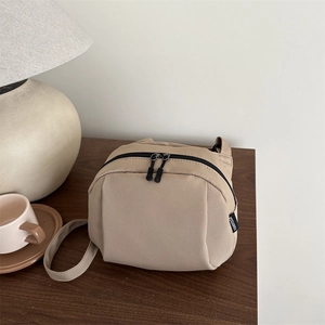 Nylon Shell Crossbody Bag Lightweight Waterproof Casual Shoulder Bag Women Street Style Double Zipper Phone Pouch