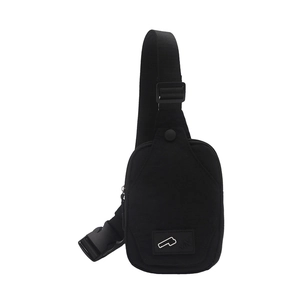 Minimalist black nylon crossbody chest bag with adjustable strap and tactical buckle