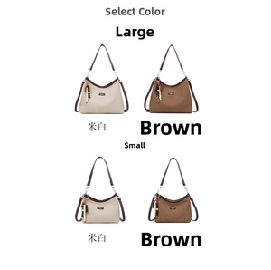 Comparison of large and small minimalist canvas shoulder bags with beaded charms