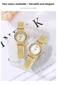 Macro view of gold quartz watch with premium metal mesh band and sleek round dial