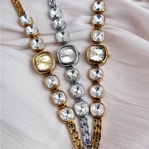 GEDI luxury quartz bracelet watch set with crystal-encrusted straps for women