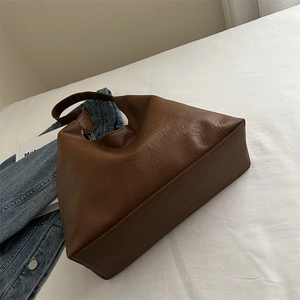 Grand sac cabas vintage en cuir PU marron pour femme idéal pour le travail et le shopping