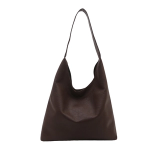 Minimalistische große braune Shopper-Tasche aus Kunstleder für den täglichen Gebrauch