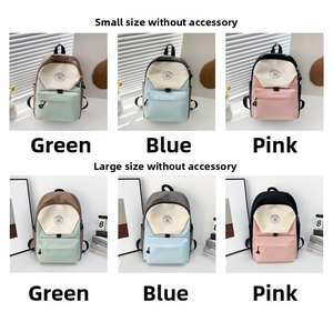 Detailed comparison of color-block nylon backpacks in small and large sizes