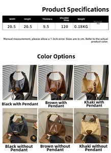Detailed size chart for retro PU solid color crossbody bag with exact dimensions