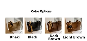 Four colors of minimalist tote bags in khaki, black, dark brown and light brown shades