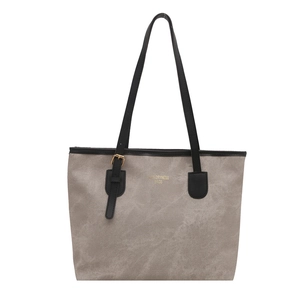 Borsa tote retrò color talpa con spalline sottili nere e dettagli dorati