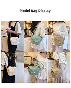Detail view of woven crossbody bags with spiral patterns and pearl closures in three colors