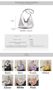 Spécifications de taille et options de couleurs pour le sac cabas argenté élégant