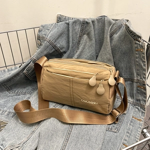 Borsa A Tracolla In Nylon Chiusura Lampo Multistrato Tracolla Regolabile Leggera Casual Piccola Borsa A Spalla Quadrata Da Donna
