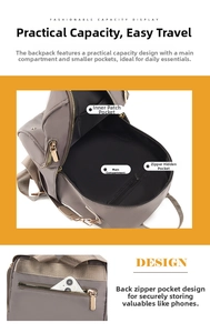 Détails du sac à dos en tissu Oxford avec compartiments multiples et poche antivol au dos
