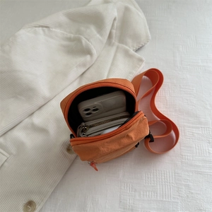 Bolso bandolera ligero de nailon naranja para móvil con smartphone y billetera interior