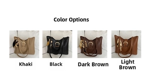Multiple colors of women's leather crossbody bags with gold buckles and silk scarves