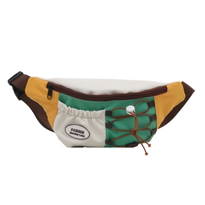 Sac banane extérieur multicolore avec cordon de serrage en beige vert jaune et marron