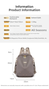 Infographie montrant dimensions et poches multiples du sac à dos en oxford étanche