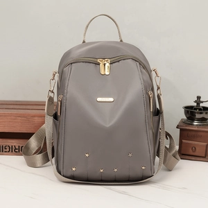 Sac À Dos Mode Femme Tissu Oxford Multi Fermeture Éclair Étoile Rivet Décontracté Voyage Sac D'École Étanche À Main