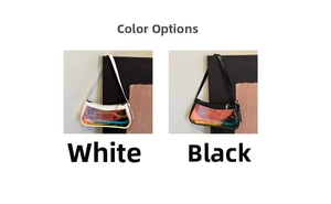 Detail view of transparent holographic shoulder bag with sleek chain strap and zipper