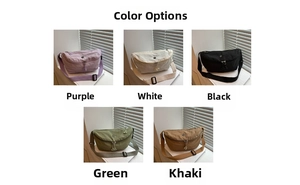 Detailed grid view of minimalist nylon crescent bags in five different colors