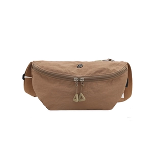 Sac bandoulière léger en nylon kaki avec sangle réglable et fermeture éclair double