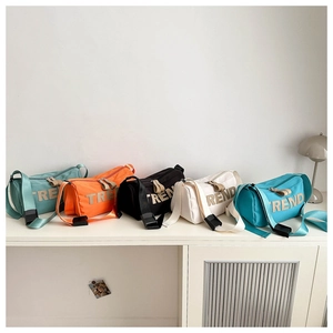 Oxford cloth crossbody bags with TREND embroidery and wide straps in five colors