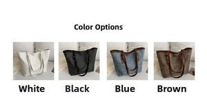 Opzioni colore di grandi borse tote vintage in bianco, nero, blu e marrone
