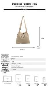 Detailed size diagram of beige nylon tote bag with 37.5cm width and adjustable strap