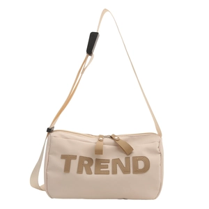 Beige oxford cloth crossbody bag with TREND letter print and large capacity