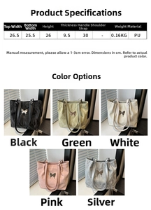 Guide des tailles et couleurs du grand sac fourre-tout avec détail de papillon argenté