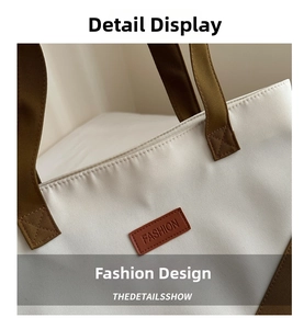 Close-up of durable canvas texture and leather patch detail with fashion embossing