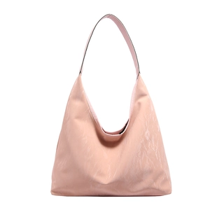Sac fourre-tout hobo rose en cuir PU avec texture plissée brillante pour femmes