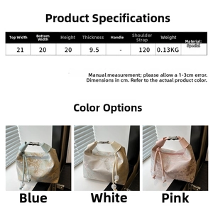 Detailed size chart and specifications for the floral jacquard shoulder bag and handbag