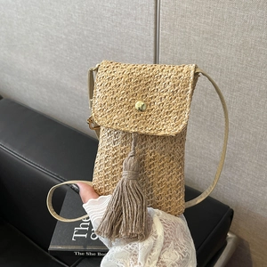 Borsa A Tracolla Per Telefono In Paglia Intrecciata Nappa Stile Foresta Piccola Borsa A Spalla Da Donna Estate Tempo Libero Tracolla Regolabile