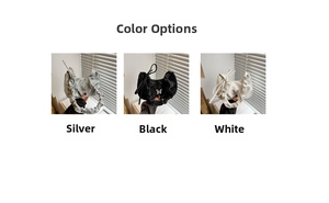 Detailed comparison of pleated handbags in silver, black, and white with butterfly clasps