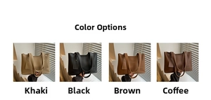 Detailed comparison of minimalist tote bags in khaki, black, brown and coffee colors