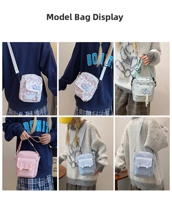 Collage de sacs bandoulière en toile colorée avec bretelles réglables et motifs