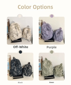 Four colors of school backpacks with teddy bear prints in large and small sizes