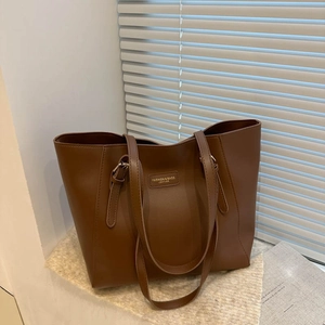 Women Large Capacity PU Leather Tote Bag Minimalist Commuter Shoulder Handbag Adjustable Straps