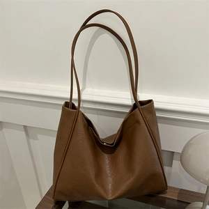 Grand Sac Fourre-Tout En Cuir PU Souple Style Rétro Minimaliste Sac À Épaule Pour Les Déplacements Quotidiens Sac À Main Polyvalent