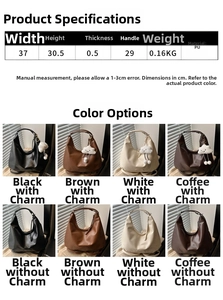 Detailed size chart for large PU leather tote bag with specific width and height dimensions