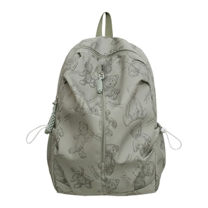 Light grey-green bear print backpack with Vamtac branding for school and outdoor travel